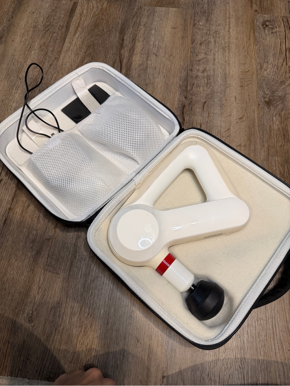 White Theragun Massage Gun with Travel Case